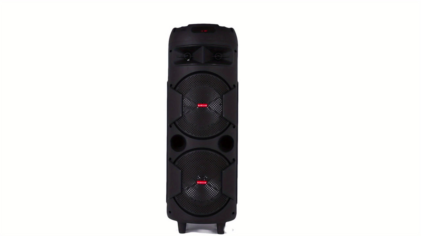 Portable Bluetooth PA Speaker - Dual 8'' Karaoke Speaker System with Microphone, Remote Control & Built-in Rechargeable Battery, MP3/USB/SD, LED Battery Indicator Lights - QS-2821