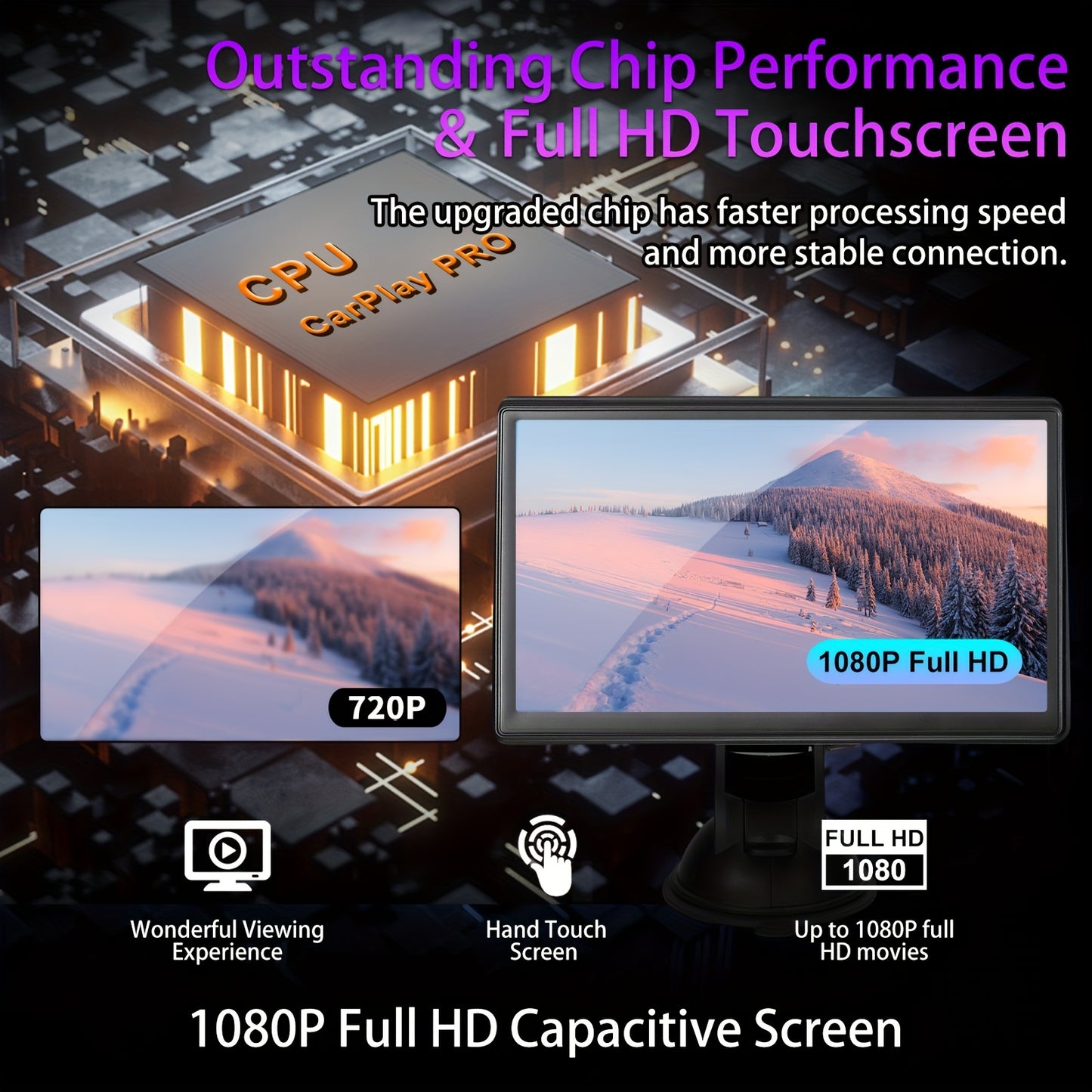 Portable Car Stereo, 7 inch Touch Screen Wireless Android Auto, Mirror Link, GPS Navigation, Bluetooth Phone, TF, USB Flash Drive to Play Video