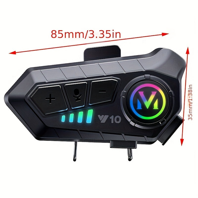 Y10 1000mAh Motorcycle Helmet Headset - Voice Control, Wireless, Hands-Free Calling & Music - For Motorcyclists - Bluetooth Headset - Perfect Gift for Riders