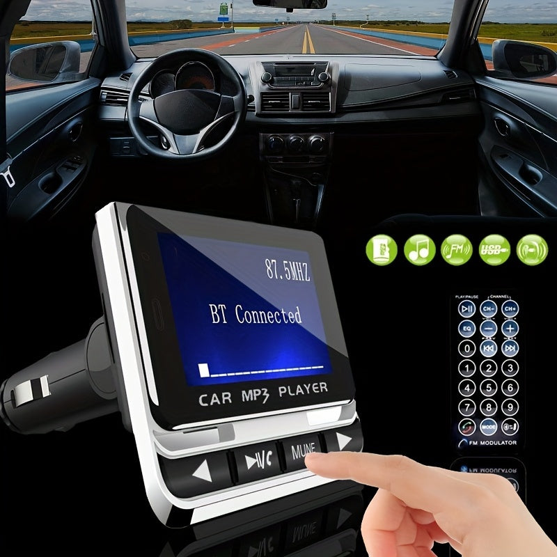 Wireless Car MP3 Player - Bluetooth FM Transmitter with LCD Screen, Rapid USB Charger, TF Card Support, Line-in AUX, and Complete Car Kit for Hands-Free Calls and Music Streaming - FM12B Model