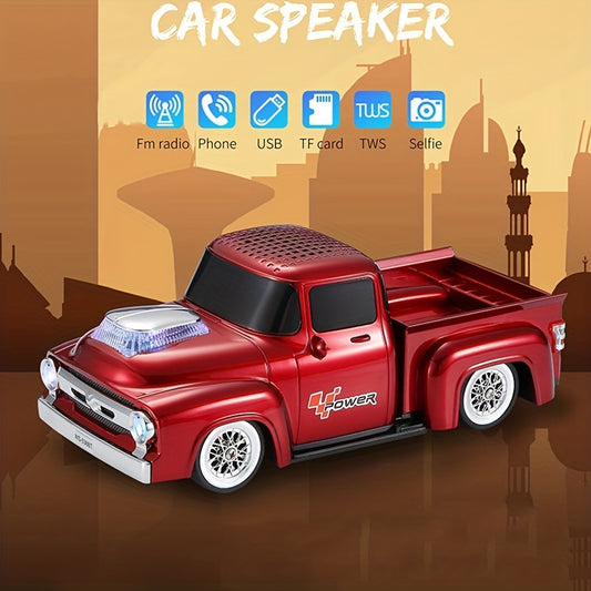 Vintage Pickup Truck-Inspired Bluetooth Speaker - Dual High-Fidelity Sound - Portable, Surround Sound, Supports TF Card & FM Radio - Ideal for Outdoor Use