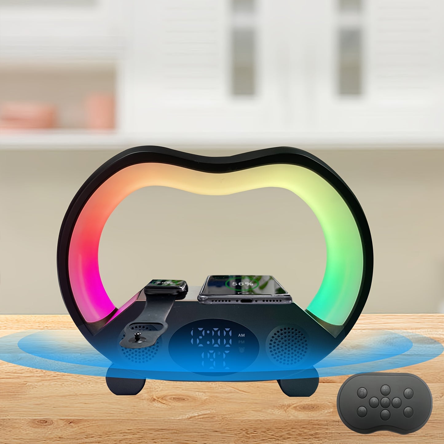 Wireless Charging Night Light Speaker: Birthday Gift for Bedroom, Bluetooth Speaker with LED Light