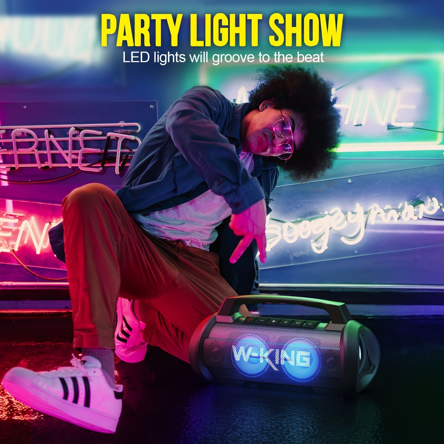 70W W-KING Thunderbolt - Portable Bluetooth Speakers with Waterproof, Bass Boost, DSP, Stereo Pairing, Powerbank, MIC and Long-Lasting Battery Life for Outdoor Party and Travel