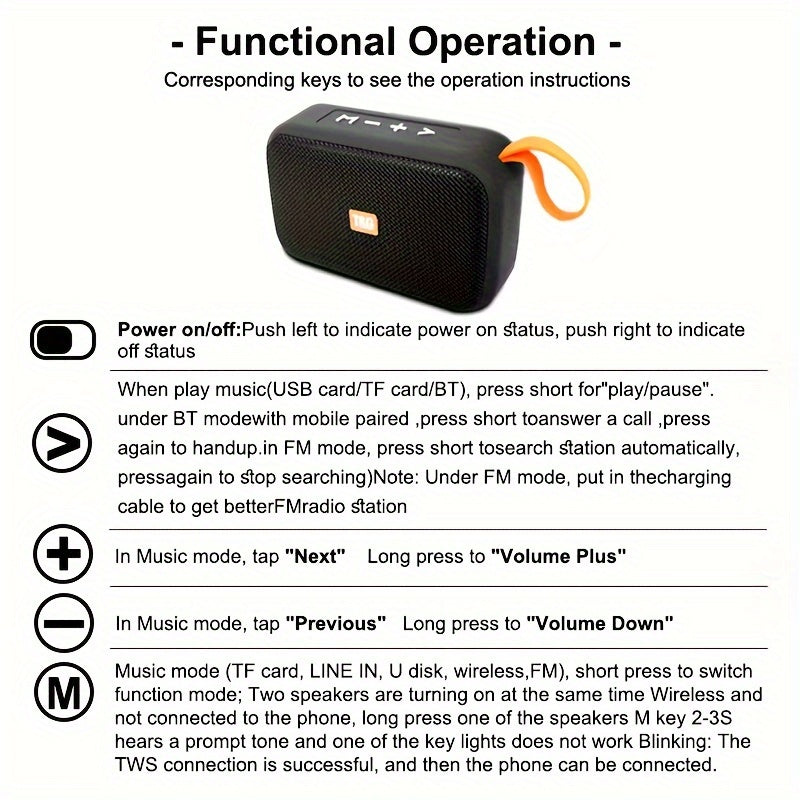 TG506 Portable Powerhouse Wireless Stereo Speaker - Bluetooth Speaker with Large Volume, Small Subwoofer, TWS Stereo, Hands-Free Call, FM, U Disk, and Plug-in Card Support - Perfect for Outdoor, Birthday, Floor, and Surround