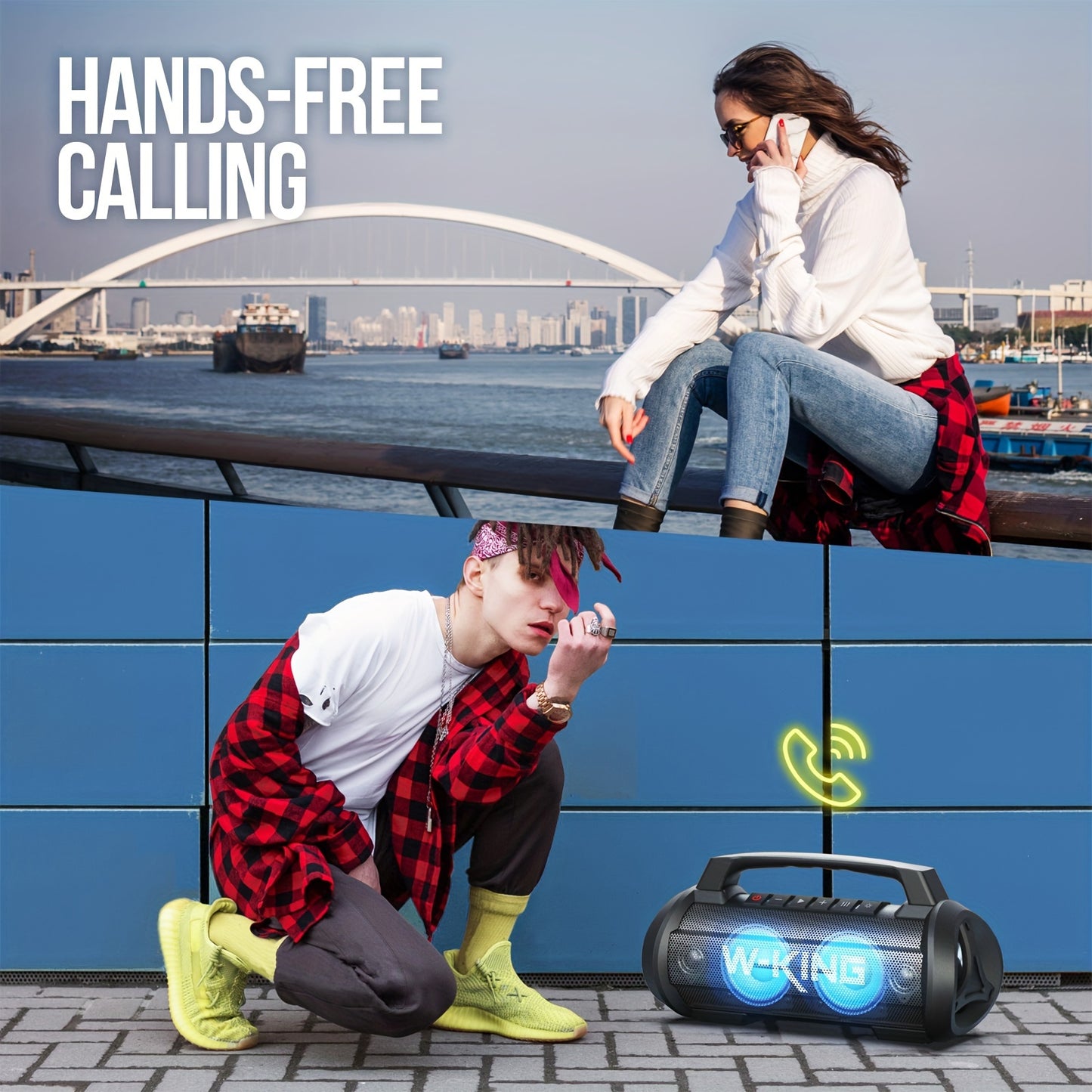 70W W-KING Thunderbolt - Portable Bluetooth Speakers with Waterproof, Bass Boost, DSP, Stereo Pairing, Powerbank, MIC and Long-Lasting Battery Life for Outdoor Party and Travel