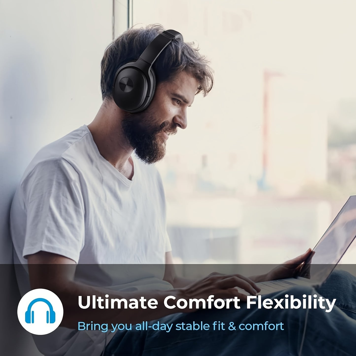 SupremeSound Hybrid Active Noise Cancelling Headphones - Bluetooth Wireless with Hi-Fi Audio, Premium Comfort, Seamless Connection, Built-in Mic for Crystal-clear Calls