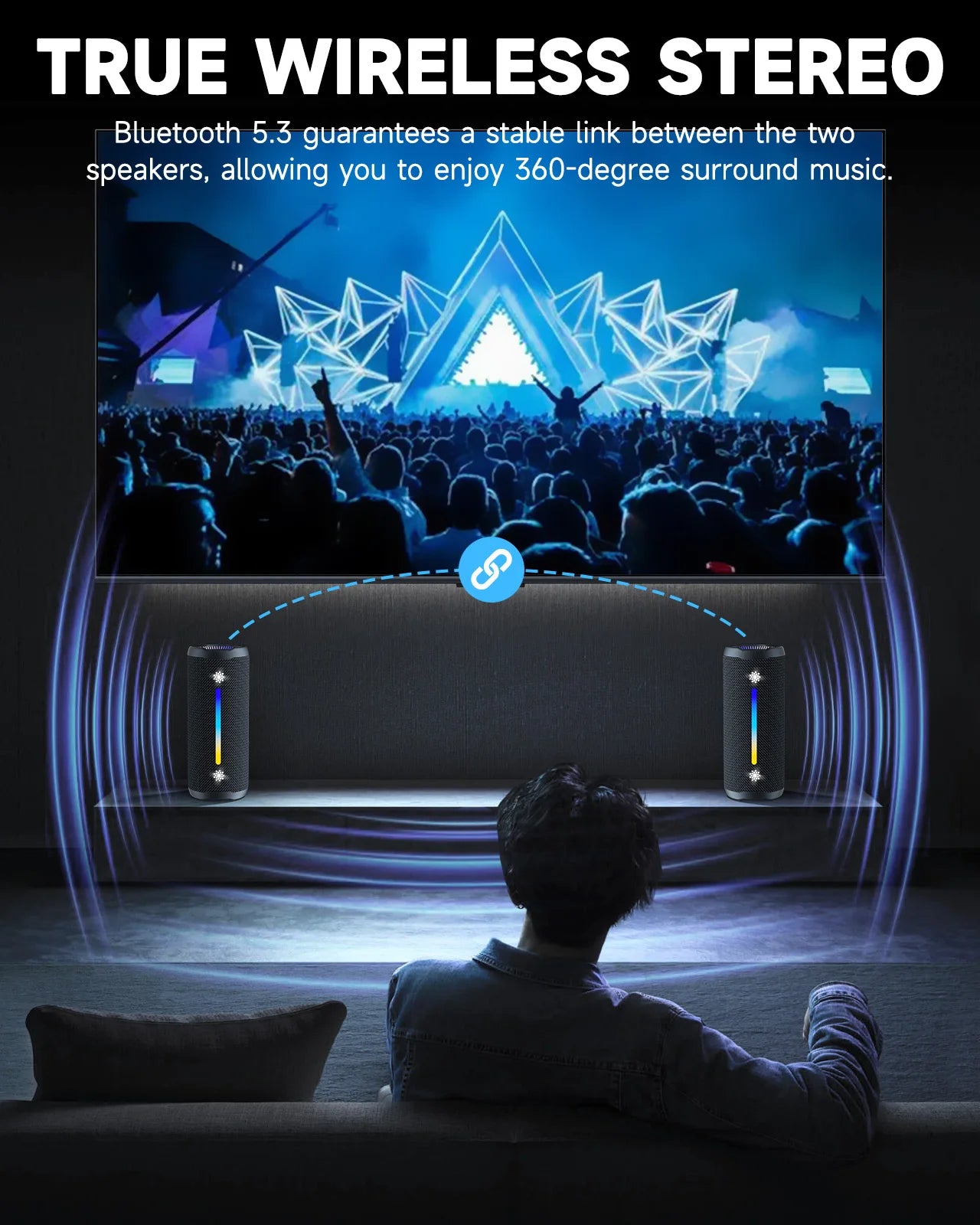 OHAYO X10MAX Bluetooth Speaker 35W - IPX7 Waterproof, Powerful Stereo Sound, 24H Playtime, TWS Pairing, Dazzling Lights, Bass Up