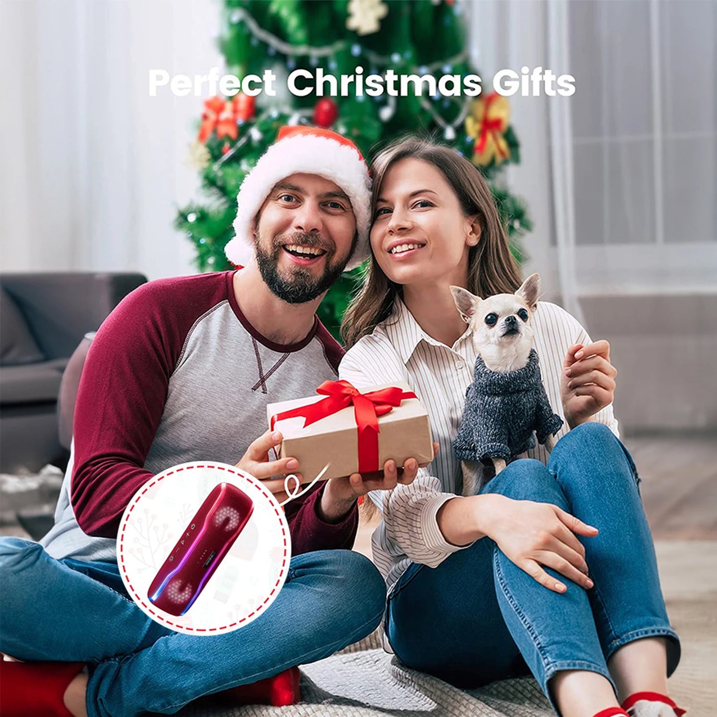 WISETIGER F10C Red Bluetooth Speaker Wireless IPX7 Waterproof Outdoor Sound Box BT5.3 RGB Light Stereo Surround Loudspeaker