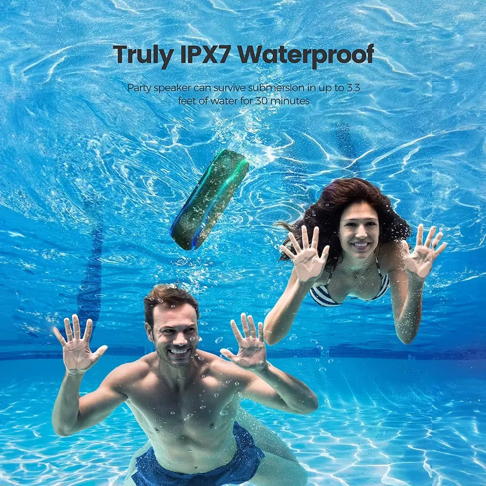 WISETIGER F10C Army Green Bluetooth Speaker Wireless IPX7 Waterproof Speaker RGB Light Sound 25W Stereo Surround Loudspeaker