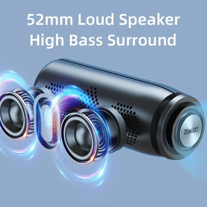 ZEALOT-S51 Powerful Bluetooth Speaker Bass Wireless Speakers Subwoofer Waterproof Sound Box Support TF, TWS, USB Flash Drive