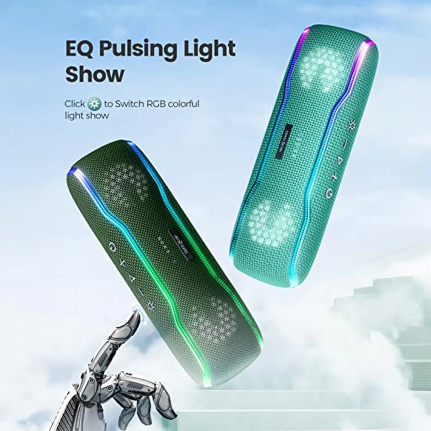 WISE TIGER F10C Outdoor Bluetooth Speaker Stereo Surround Speaker with RGB lights IPX7 Waterproof Subwoofer Speaker Loudspeaker