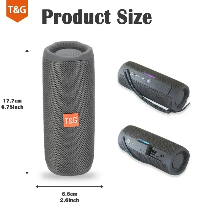 T&G TG365 Portable Bluetooth Speaker Dual Bass LED Wireless Subwoofer Waterproof Outdoor Boombox FM AUX BT TF Music Player
