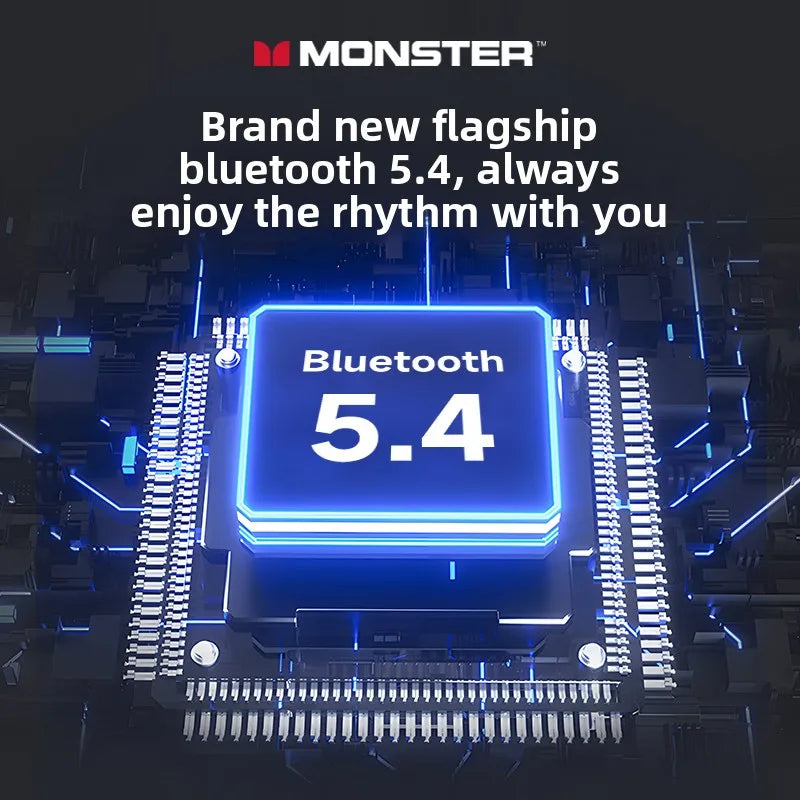 New Monster MQT52 TWS Wireless Bluetooth 5.4 Headset HIFI Stereo Music Gaming Earphones Talking Noise Canceling Earbuds