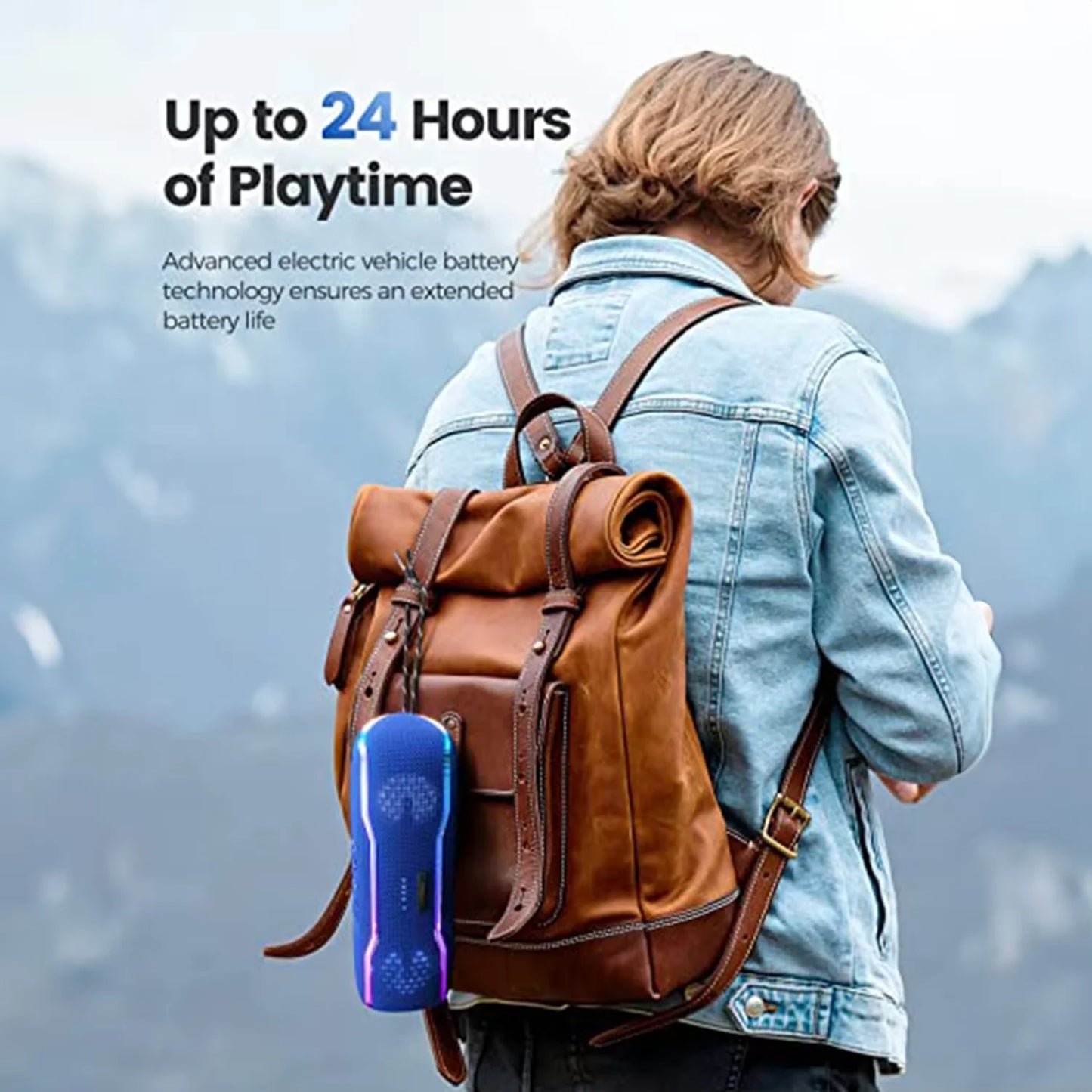 WISETIGER F10C Blue Truly IPX7 Waterproof HD Wireless Stereo Sound EQ Pulsing Light Show Up to 24 Hours of Playtime