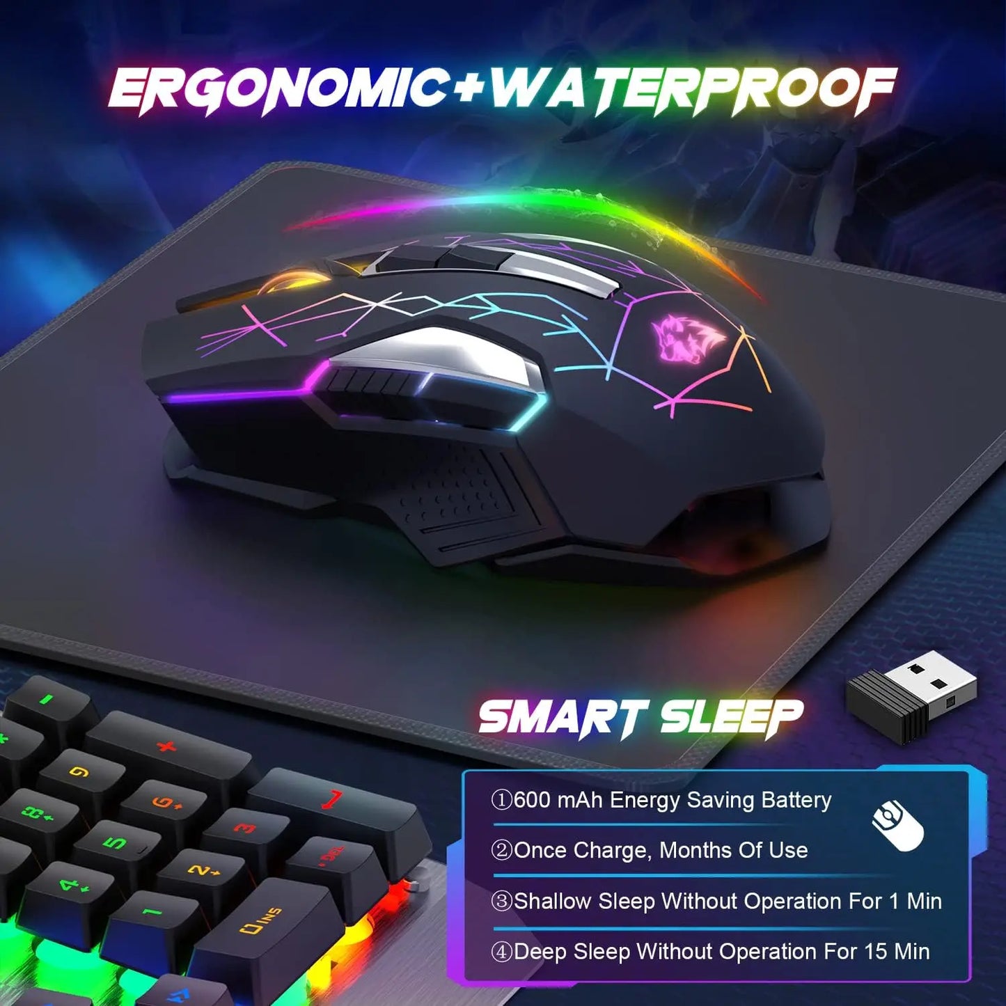 X18 Wireless Gaming Mouse 2.4G 7 RGB