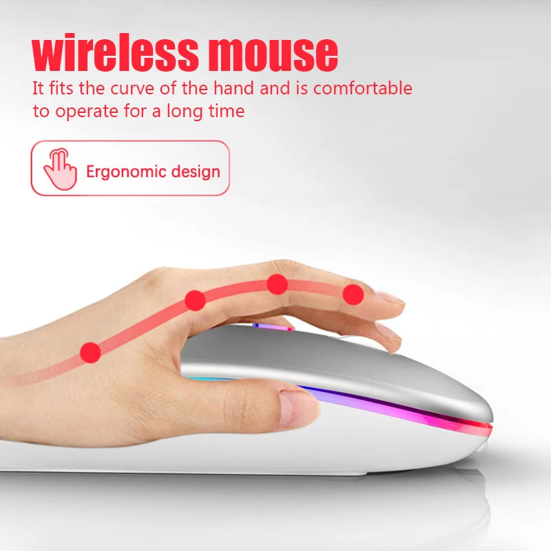 Wireless Mouse RGB Rechargeable Bluetooth