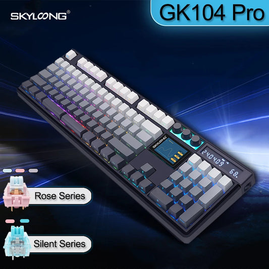 Wireless Mechanical Keyboard with 3.0 Screen 3 Knobs Hot-Swappable Silent Switch PBT keycaps