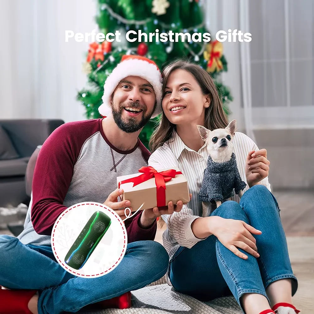 WISETIGER F10C Army Green Bluetooth Speaker Wireless IPX7 Waterproof Speaker RGB Light Sound 25W Stereo Surround Loudspeaker