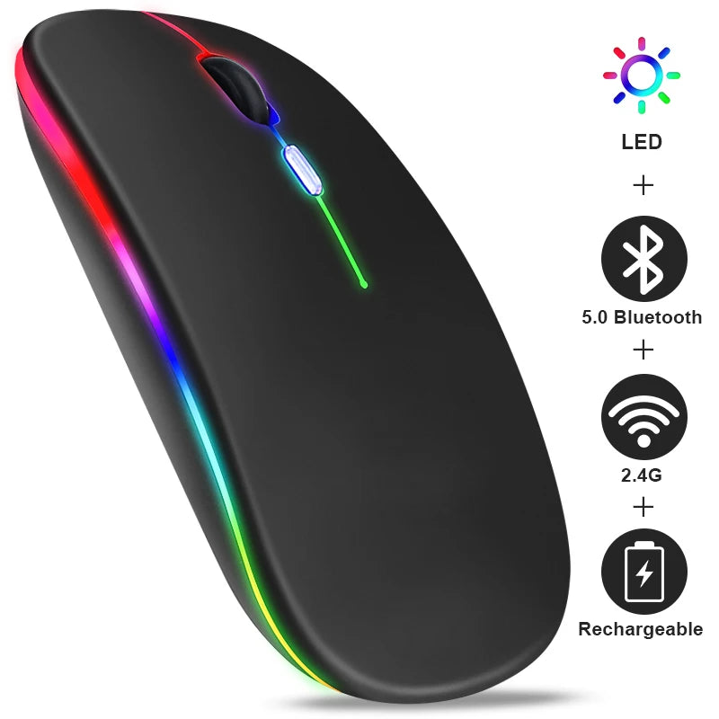 Wireless Mouse RGB Rechargeable Bluetooth