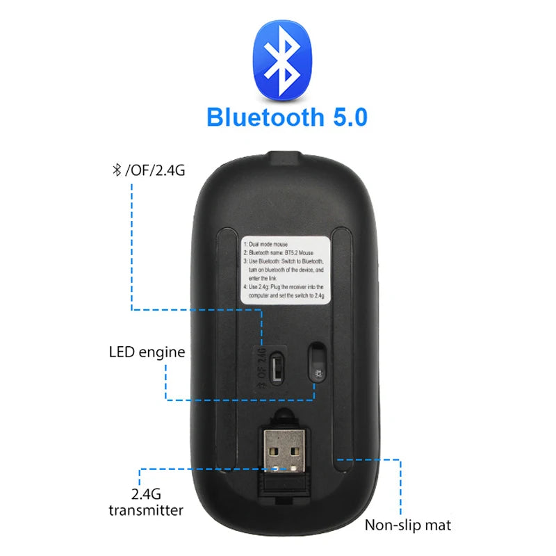 Wireless Mouse RGB Rechargeable Bluetooth