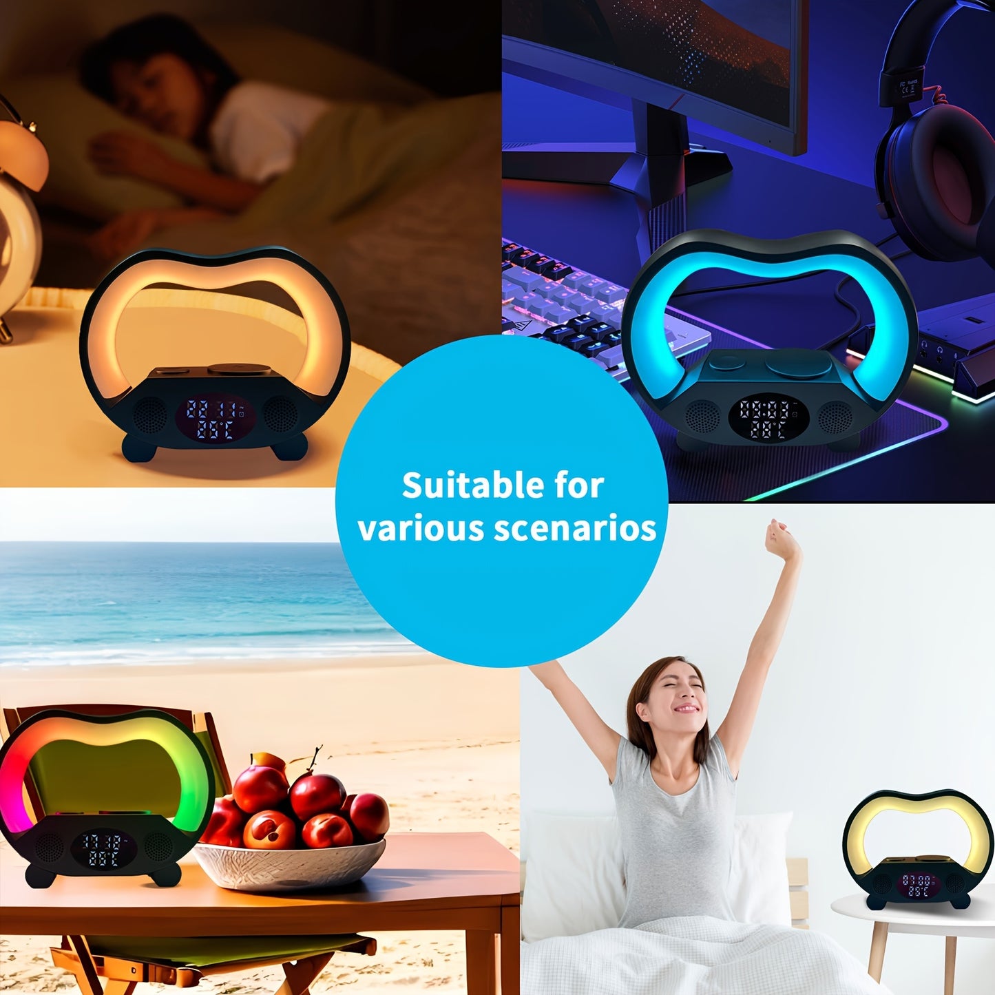 Wireless Charging Night Light Speaker: Birthday Gift for Bedroom, Bluetooth Speaker with LED Light