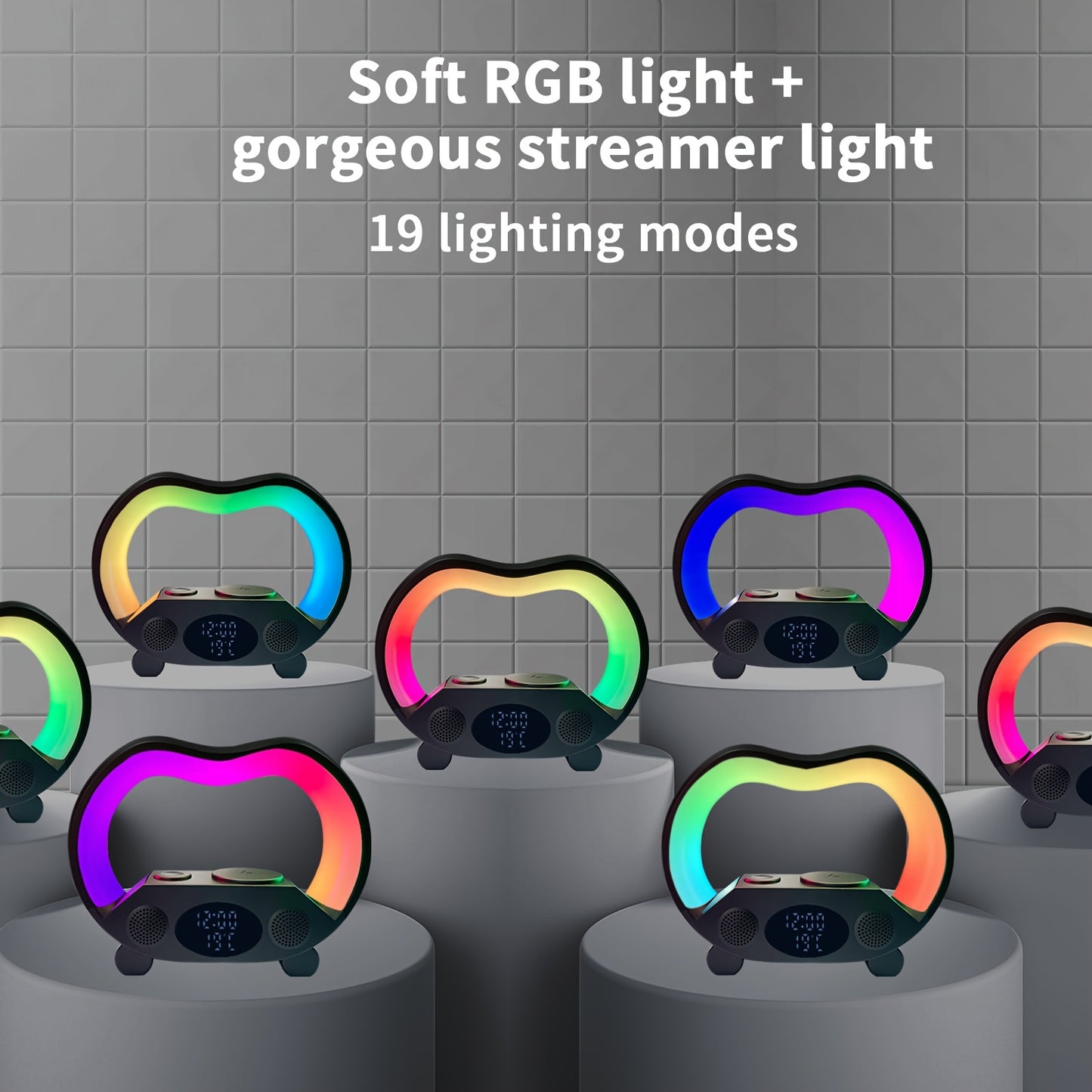 Wireless Charging Night Light Speaker: Birthday Gift for Bedroom, Bluetooth Speaker with LED Light