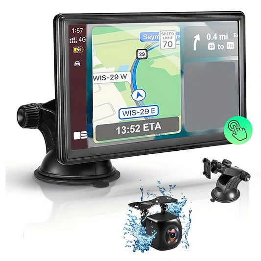 Portable Car Stereo, 7 inch Touch Screen Wireless Android Auto, Mirror Link, GPS Navigation, Bluetooth Phone, TF, USB Flash Drive to Play Video