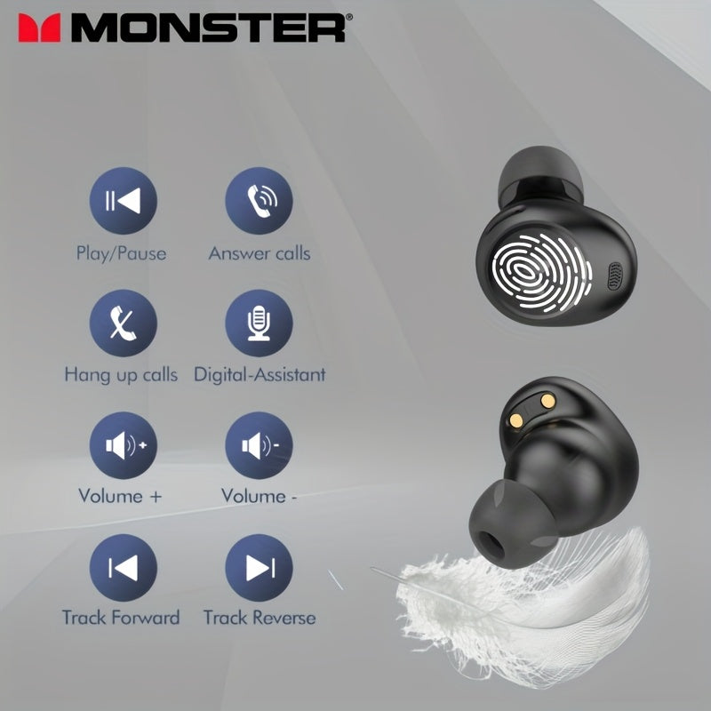 Monster Bluetooth Earbuds - In Ear Earbuds, Type-C Fast Charging, Clear Call, Automatic Noise Reduction, Long Standby Time, Suitable for Gift Giving