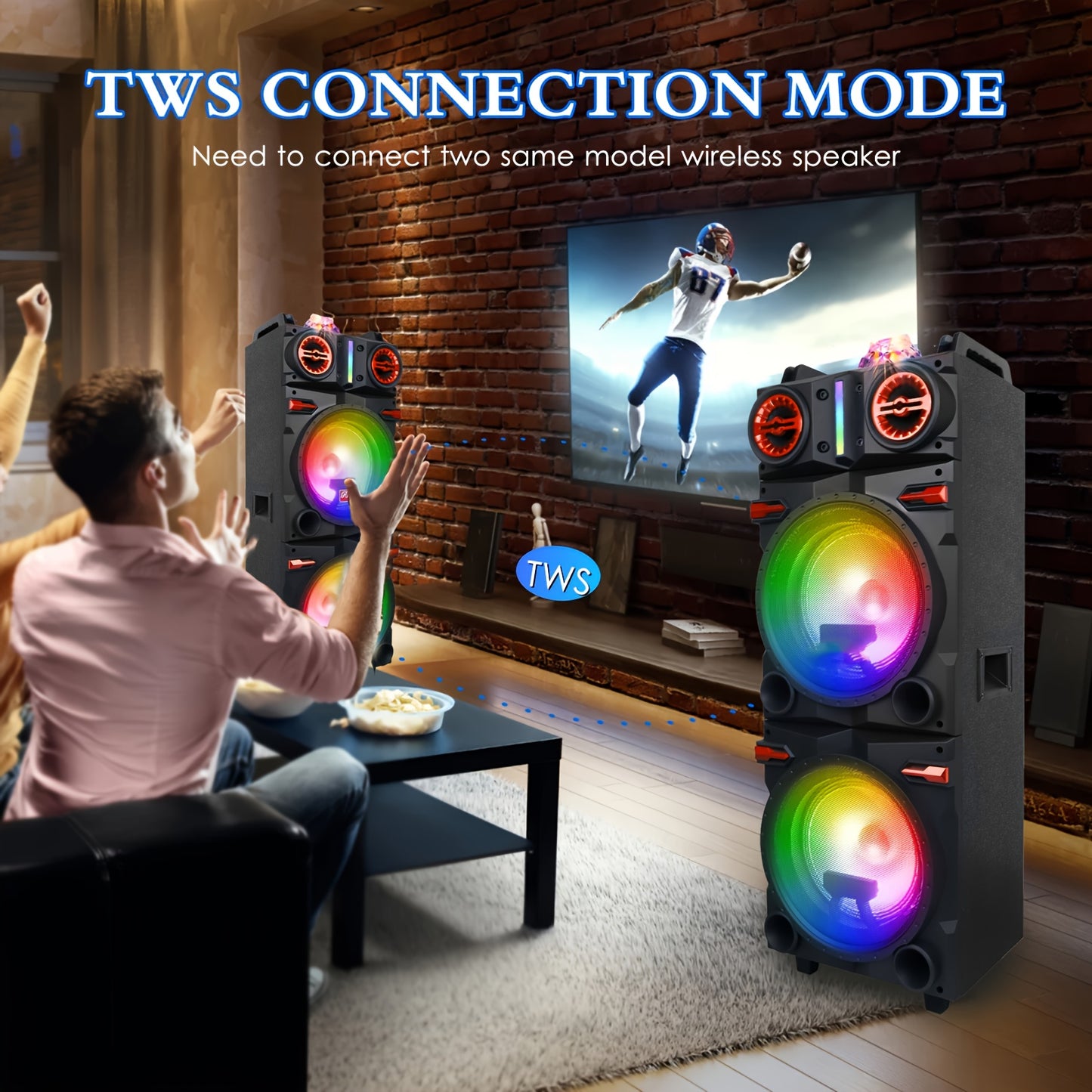 Portable Rechargeable Bluetooth PA Speaker System W/ Dual 10'' Woofer & 3'' Tweeter, 9000W Peak Power Outdoor Speaker Microphone Set, Flashing LED DJ Lights And Top Disco Ball, USB SD FM Radio AUX, Mic & Remote Control Includ