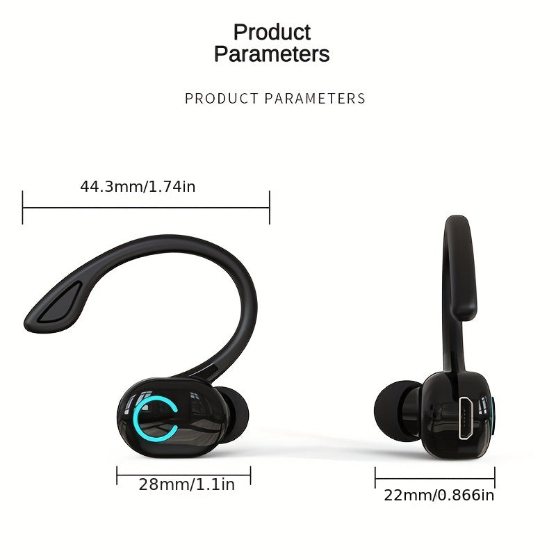 HD Stereo Wireless Earphone - Secure Fit for Sports & Running - Single-Ear, Hands-Free Talking - Lightweight & Seamless Bluetooth Connection