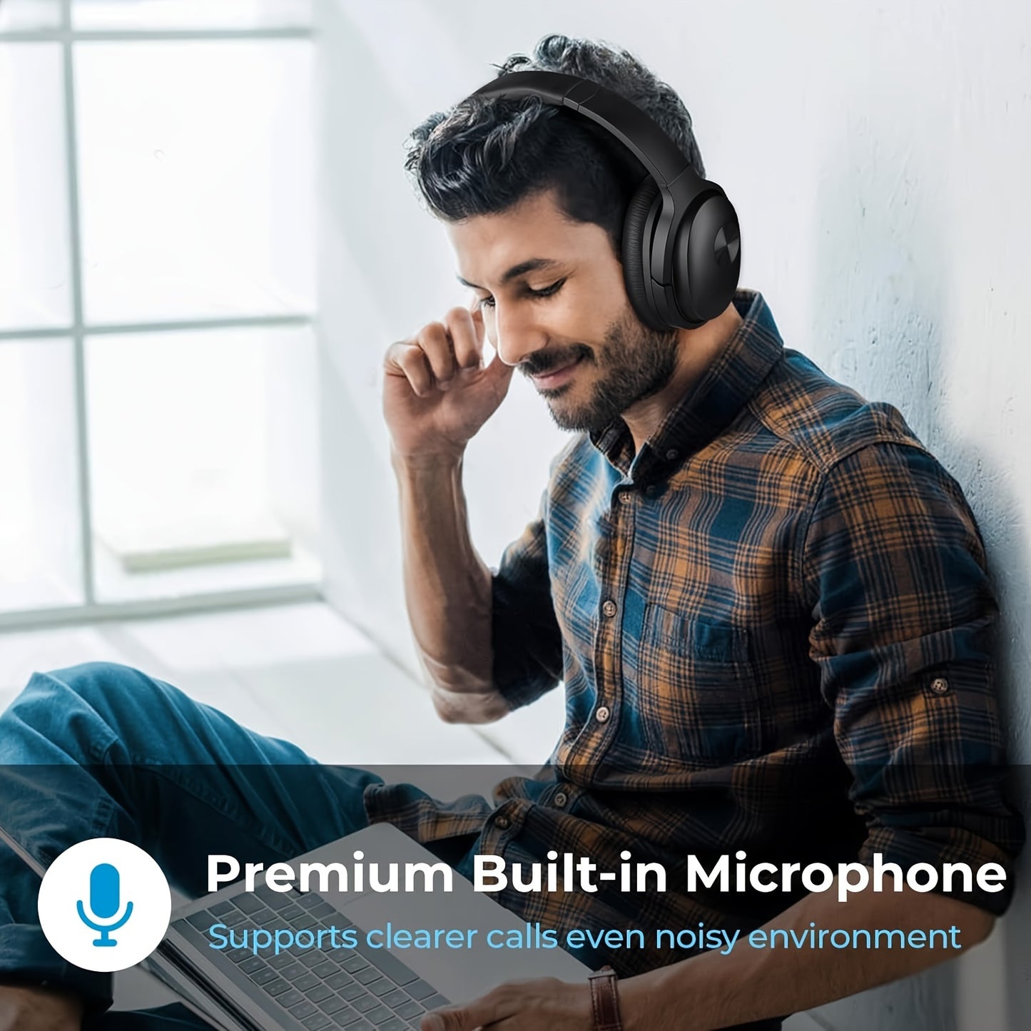 SupremeSound Hybrid Active Noise Cancelling Headphones - Bluetooth Wireless with Hi-Fi Audio, Premium Comfort, Seamless Connection, Built-in Mic for Crystal-clear Calls