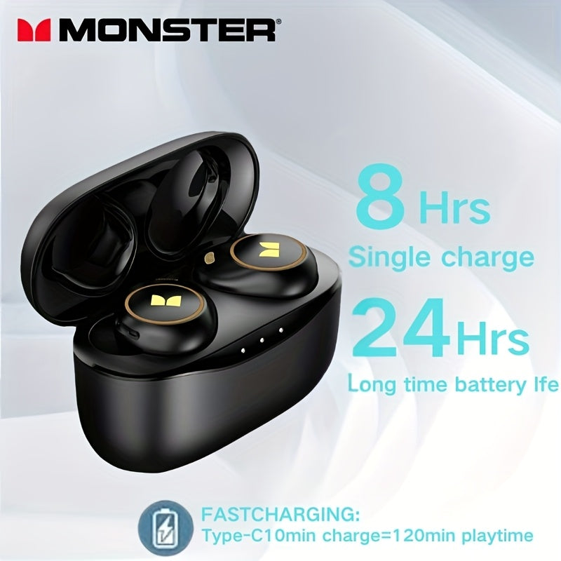 Monster Bluetooth Earbuds - In Ear Earbuds, Type-C Fast Charging, Clear Call, Automatic Noise Reduction, Long Standby Time, Suitable for Gift Giving